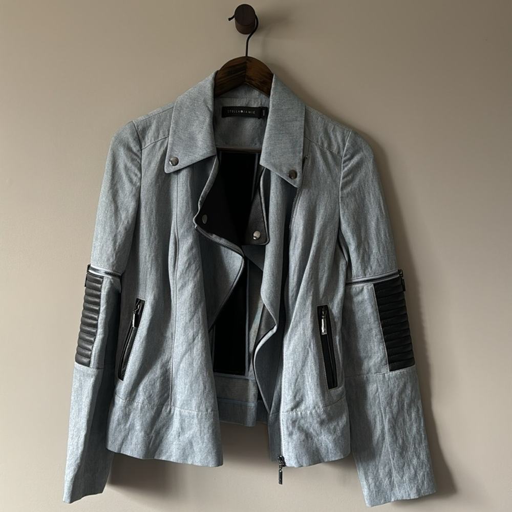 STELLA & JAMIE MULTI WAY LONG SLEEVE OR SHORT SLEEVE MOTO JACKET SIZE SMALL - Picture 3 of 11
